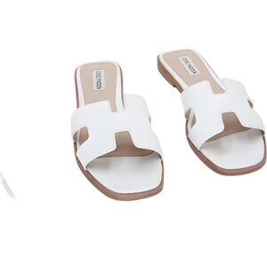 Steve Madden Haydn White Slide Sandals Women’s Minimalist Flats US 10M